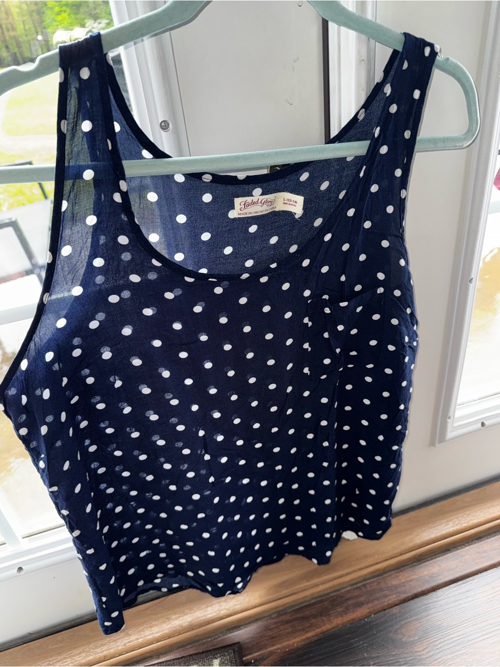 Faded Glory Navy Blue Polka Dot Sleeveless Tank